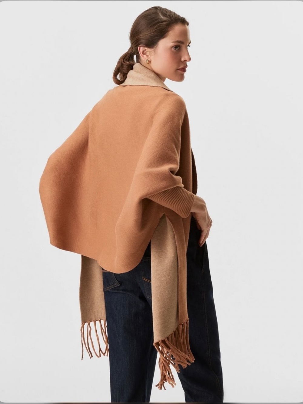 Pretty Persuasions Reversible Camel & Tan Wrap Sweater - Picture 9 of 10